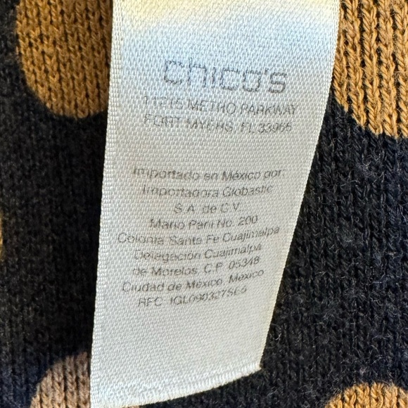 CHICOS Reversible Cardigan Size 3 XL 16 Polka Dot Striped Tan Navy - Picture 15 of 16